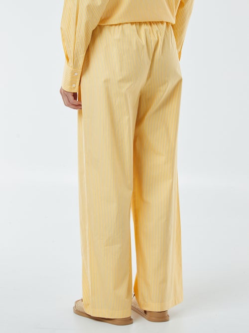 Pantalón ancho de popelina a rayas - Kiabi