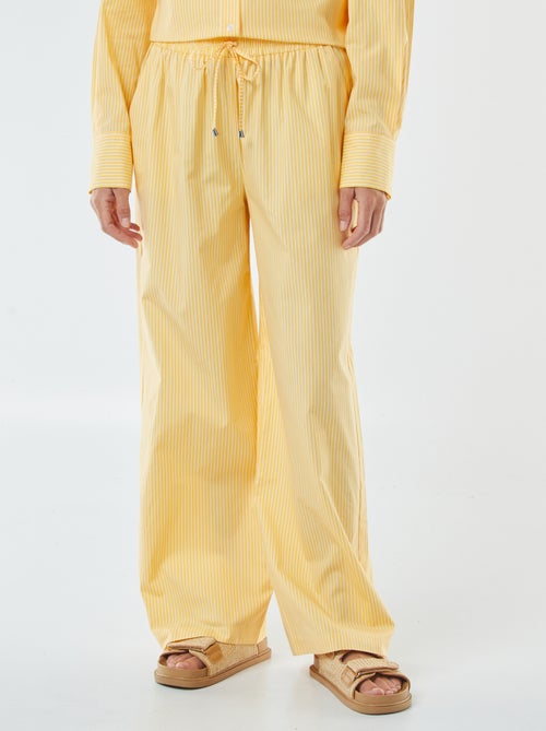 Pantalón ancho de popelina a rayas - Kiabi