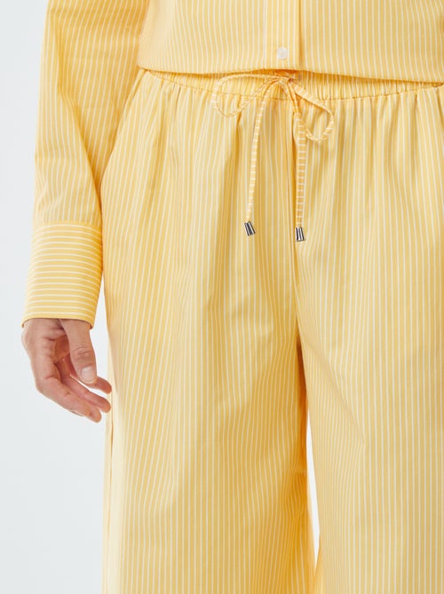 Pantalón ancho de popelina a rayas - Kiabi