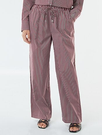Pantalón ancho de popelina a rayas