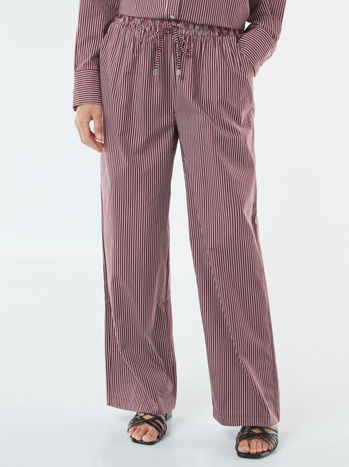Pantalón ancho de popelina a rayas - Kiabi