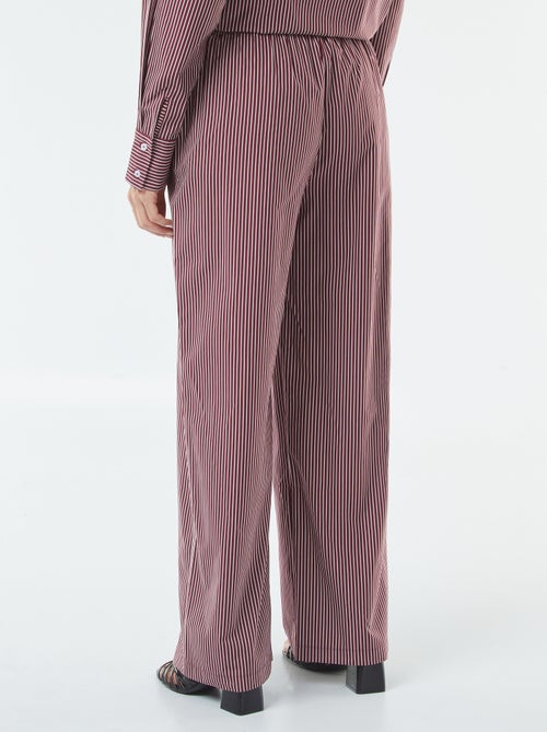 Pantalón ancho de popelina a rayas - Kiabi