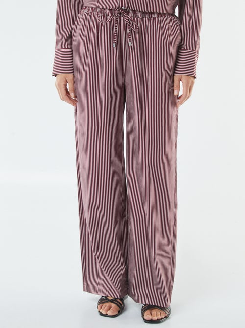 Pantalón ancho de popelina a rayas - Kiabi