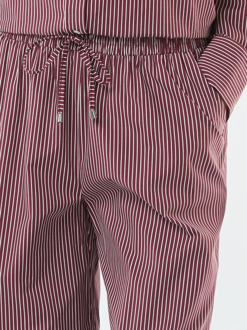 Pantalón ancho de popelina a rayas - Kiabi