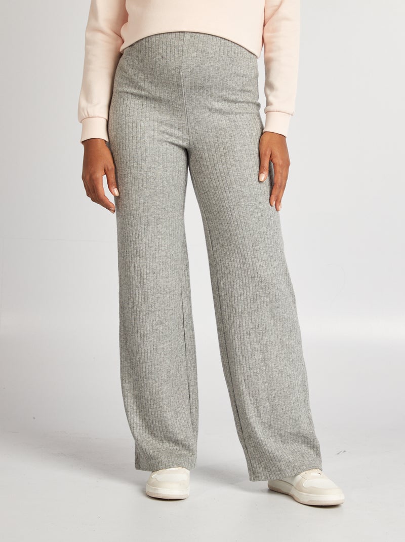 Pantalón ancho de premamá canalé GRIS - Kiabi
