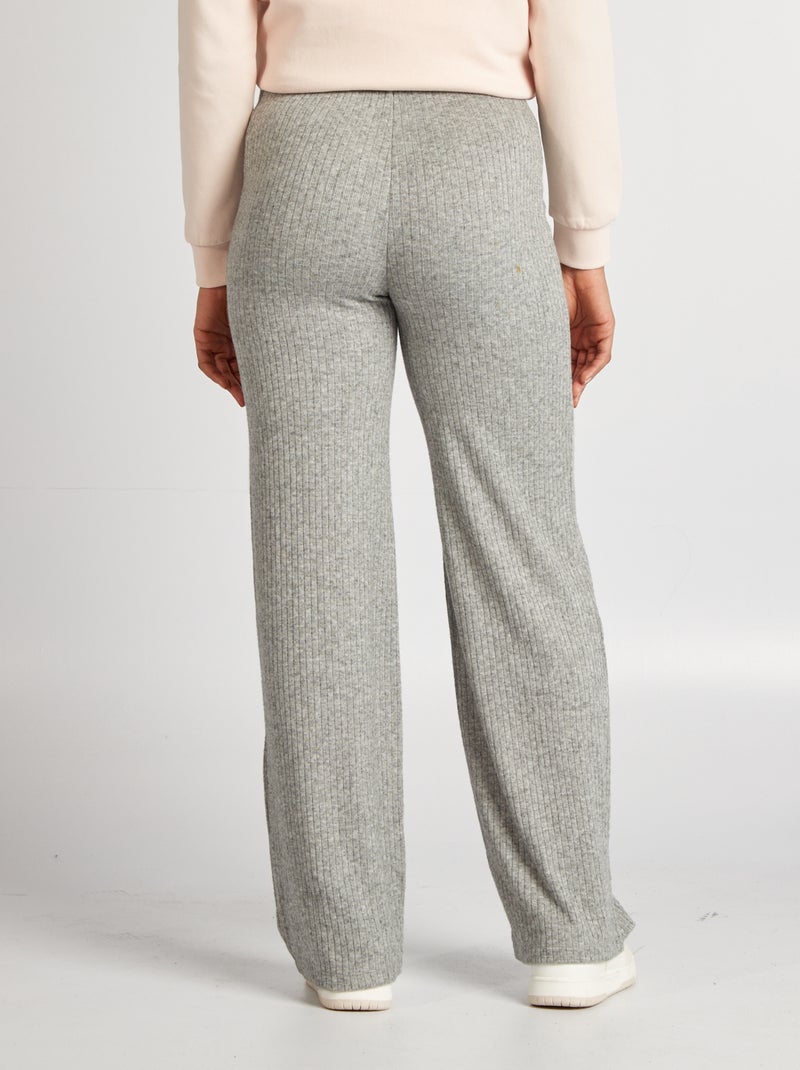 Pantalón ancho de premamá canalé GRIS - Kiabi