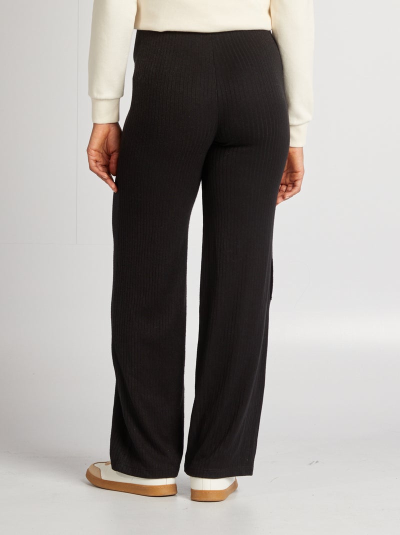 Pantalón ancho de premamá canalé negro - Kiabi