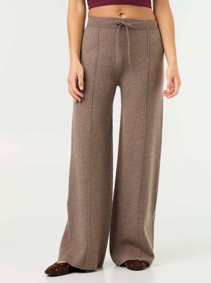 Pantalón ancho de punto Beige - Kiabi