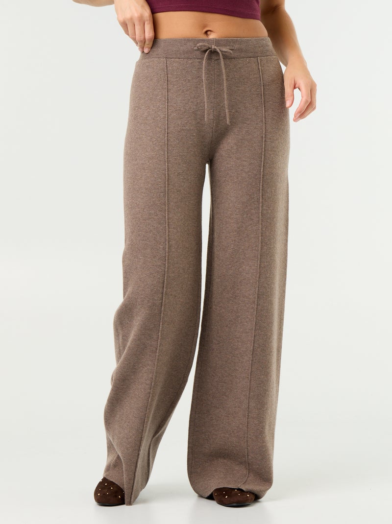 Pantalón ancho de punto Beige - Kiabi