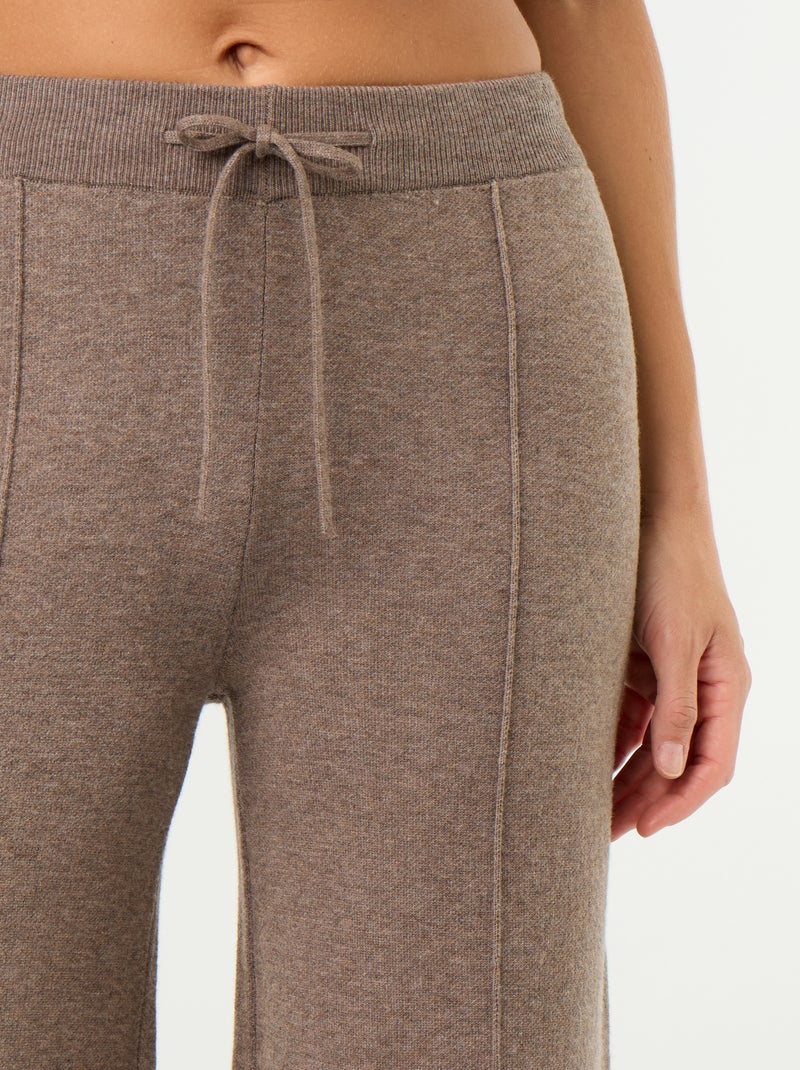 Pantalón ancho de punto Beige - Kiabi
