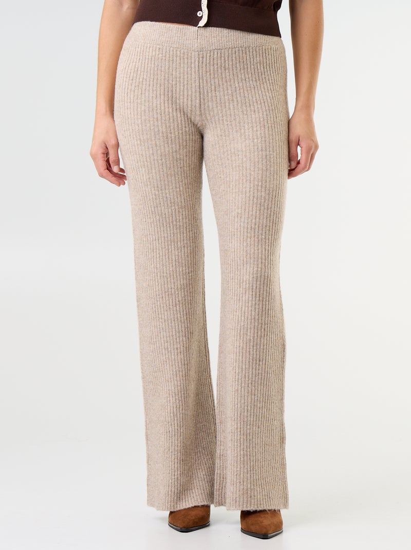 Pantalón ancho de punto Beige - Kiabi