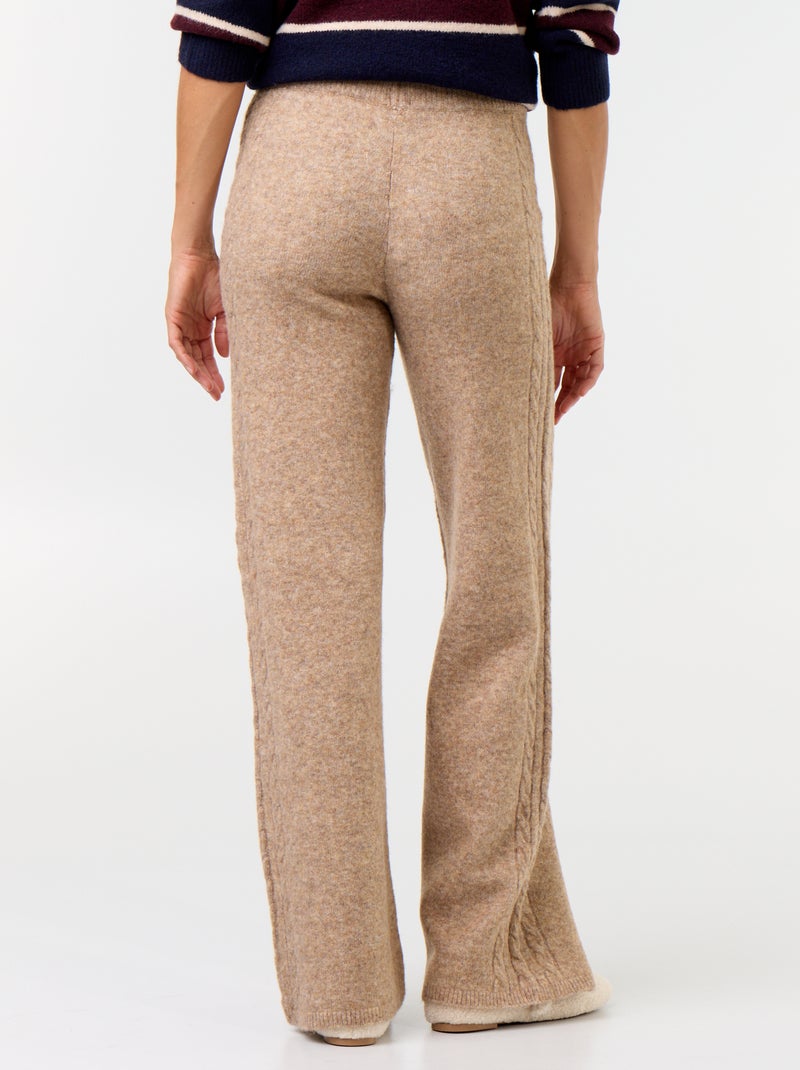 Pantalón ancho de punto Beige - Kiabi