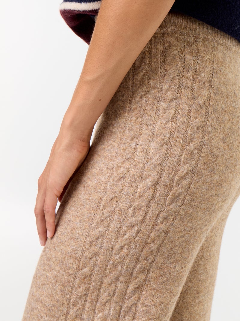 Pantalón ancho de punto Beige - Kiabi