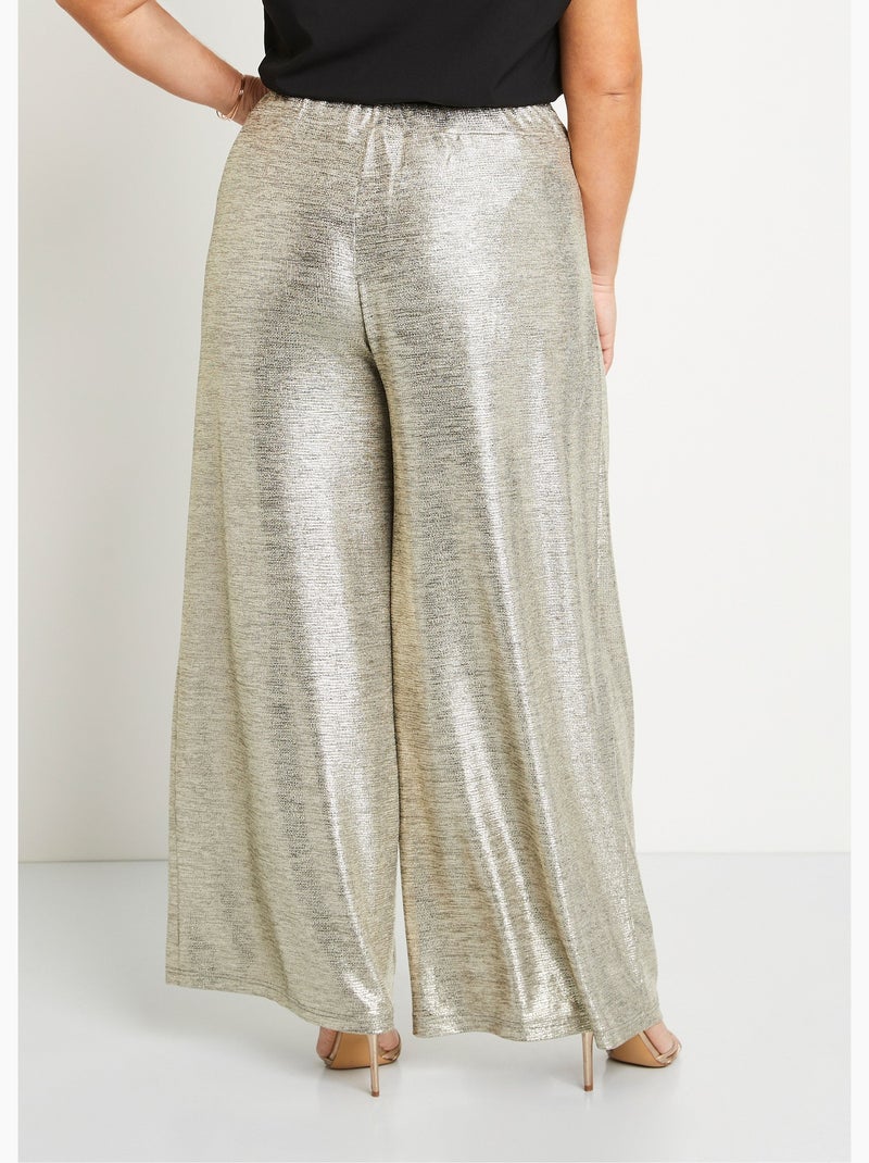 Pantalón ancho de punto brillante con cintura elástica - AFIBEL Dorado - Kiabi