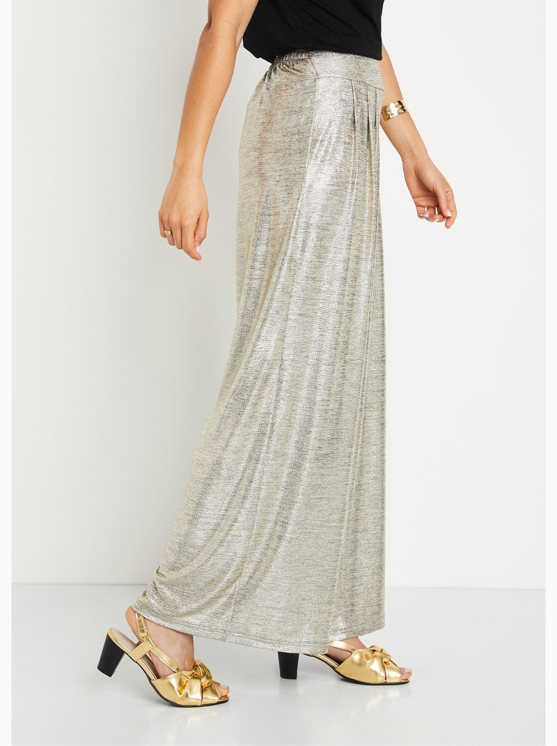 Pantalón ancho de punto brillante con cintura elástica - AFIBEL Dorado - Kiabi