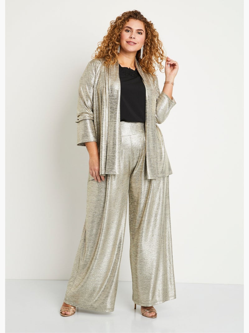 Pantalón ancho de punto brillante con cintura elástica - AFIBEL Dorado - Kiabi