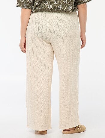 Pantalón ancho de punto calado
