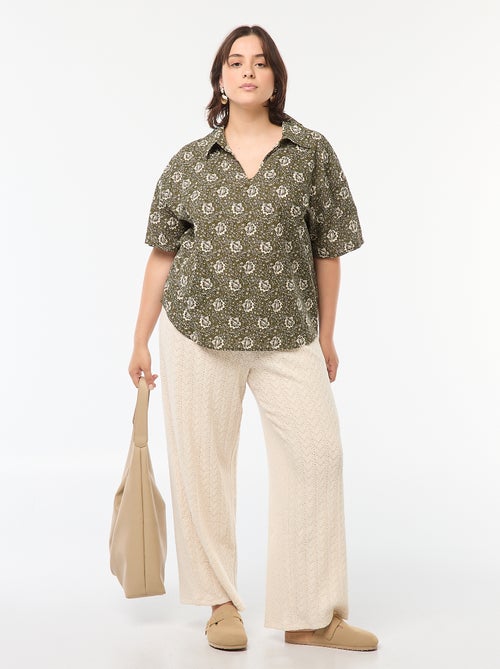 Pantalón ancho de punto calado - Kiabi