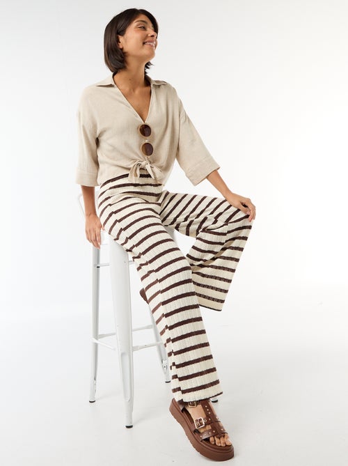 Pantalón ancho de punto calado - Kiabi