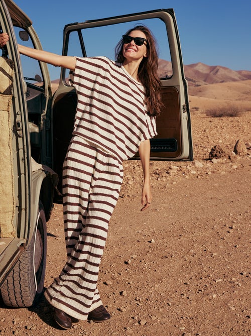 Pantalón ancho de punto calado - Kiabi