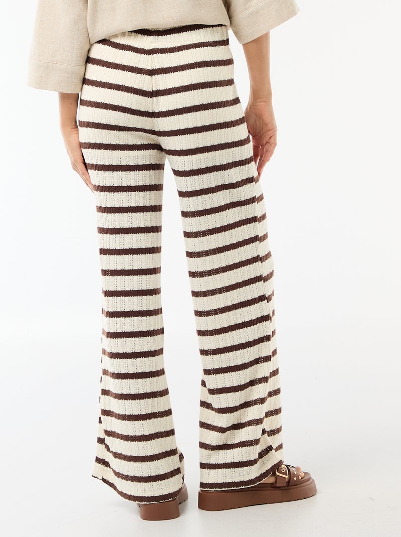 Pantalón ancho de punto calado Beige - Kiabi