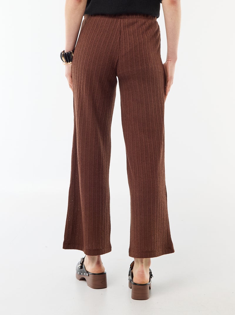 Pantalón ancho de punto calado Marron - Kiabi