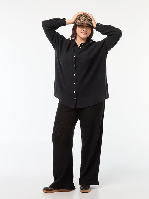 Pantalón ancho de punto calado - Kiabi