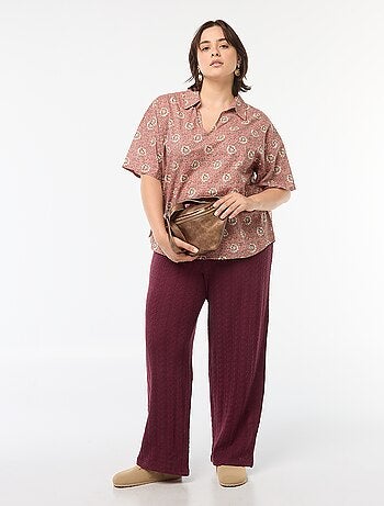 Pantalón ancho de punto calado