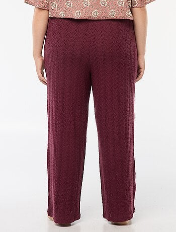 Pantalón ancho de punto calado
