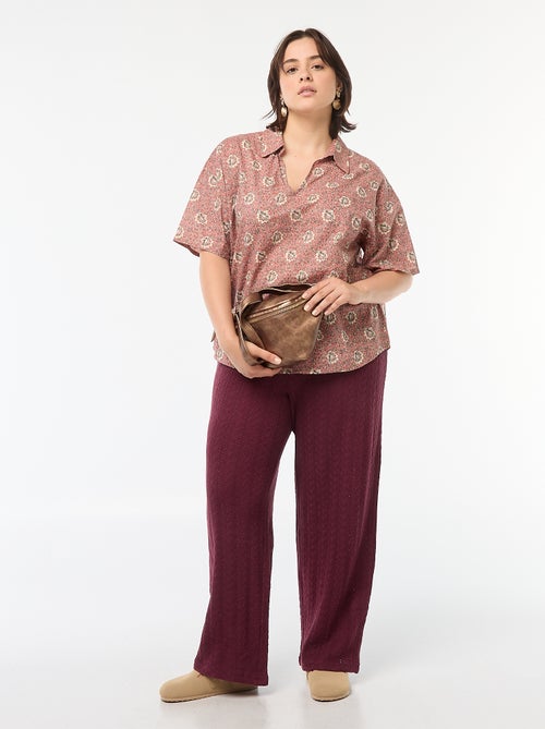 Pantalón ancho de punto calado - Kiabi