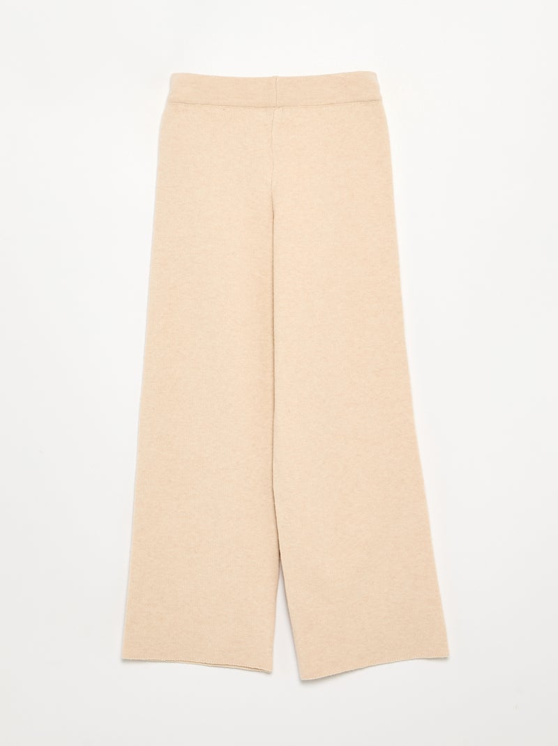 Pantalón ancho de punto compacto Beige - Kiabi