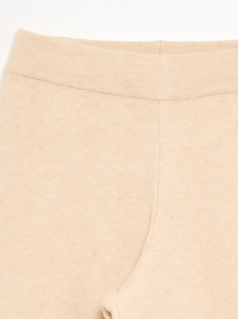 Pantalón ancho de punto compacto Beige - Kiabi