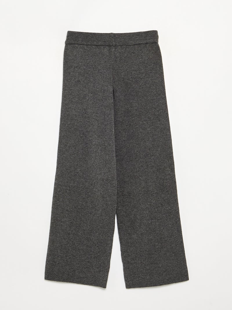 Pantalón ancho de punto compacto Gris oscuro - Kiabi