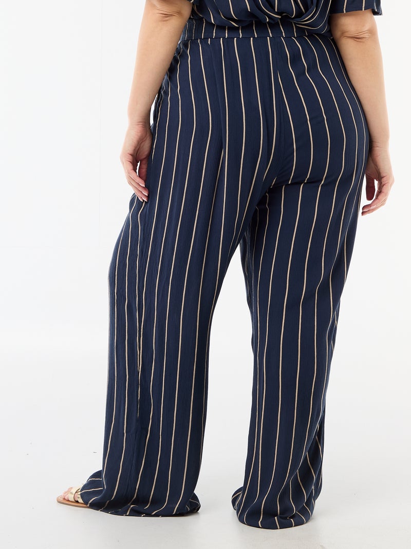 Pantalón ancho de punto crepé Azul - Kiabi