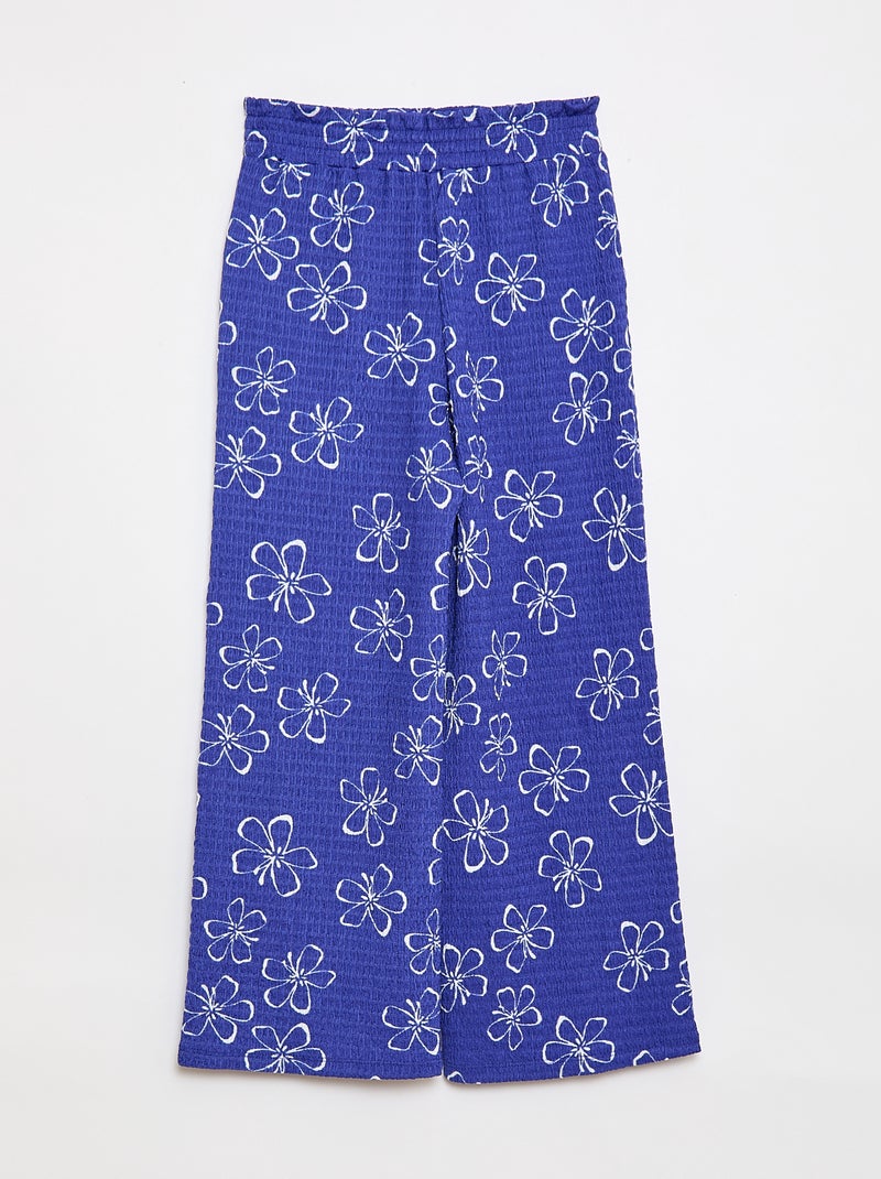 Pantalón ancho de punto crepé Azul - Kiabi