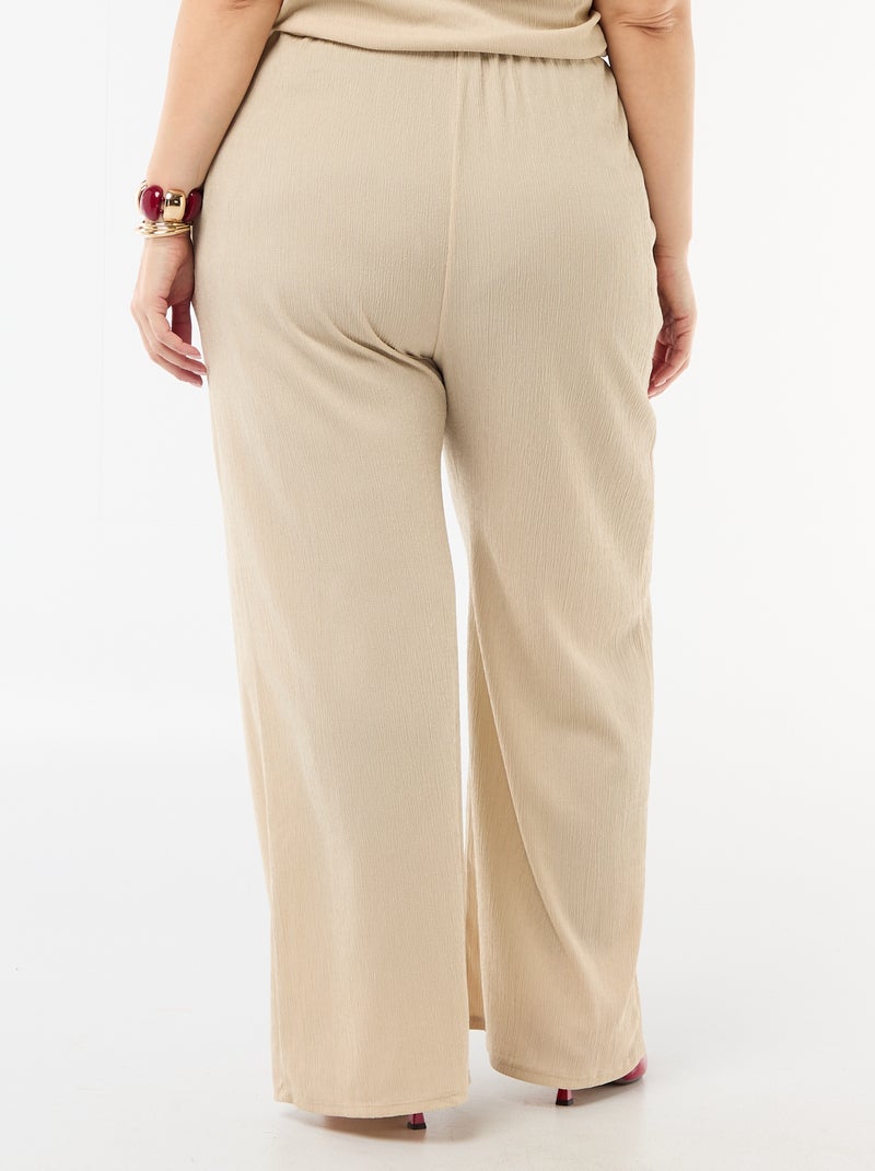 Pantalón ancho de punto crepé Beige - Kiabi