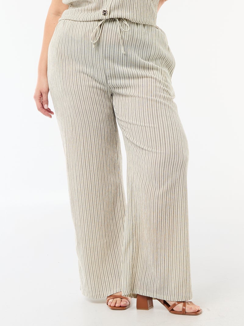Pantalón ancho de punto crepé Blanco - Kiabi