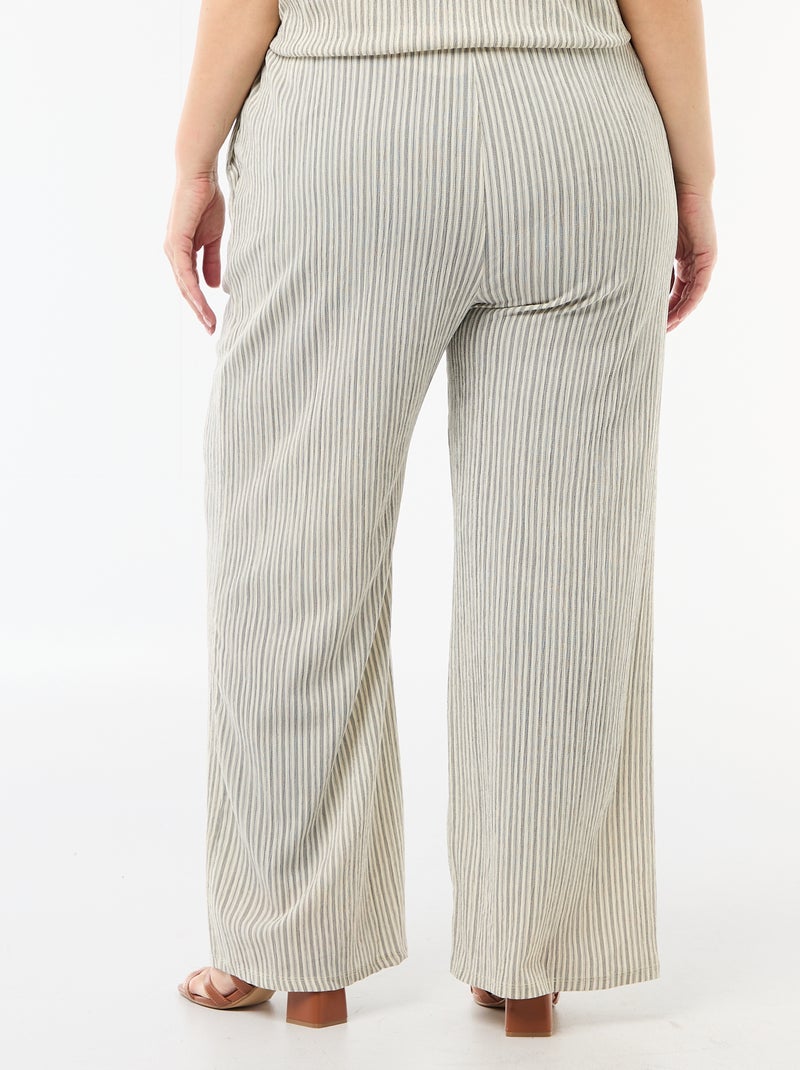 Pantalón ancho de punto crepé Blanco - Kiabi