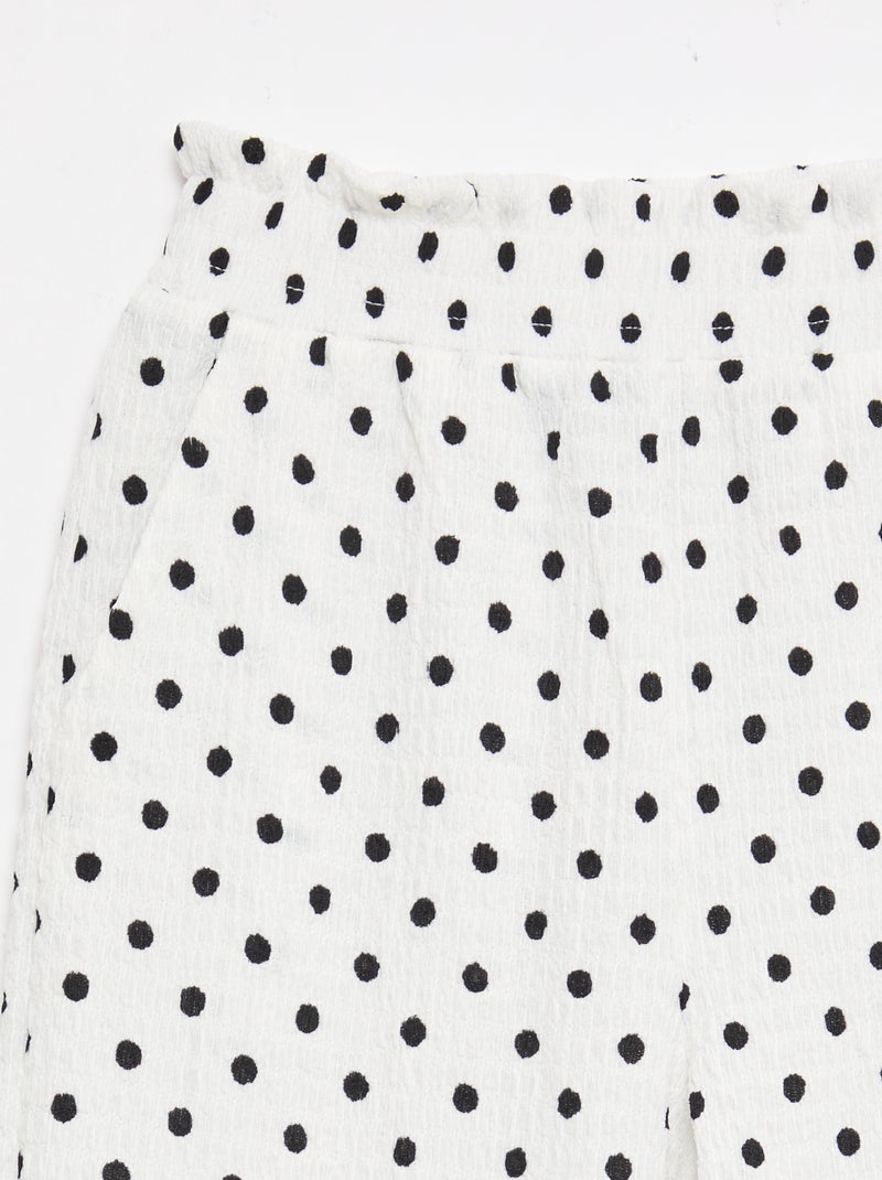 Pantalón ancho de punto crepé Blanco - Kiabi