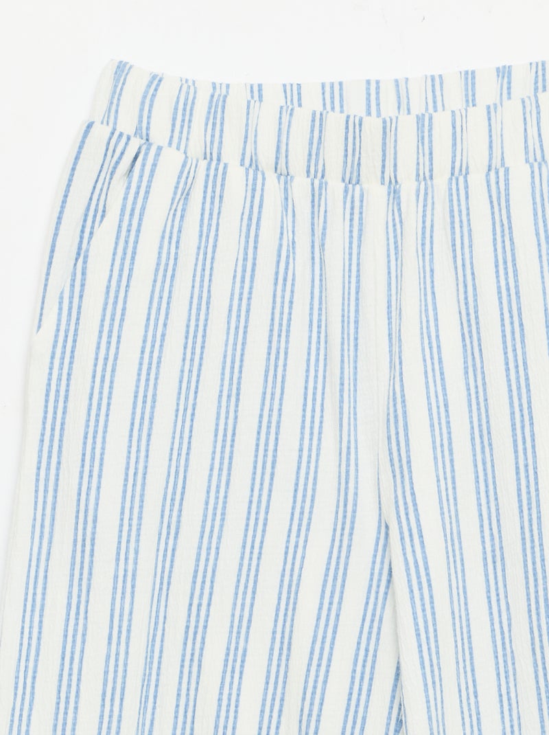 Pantalón ancho de punto crepé Blanco - Kiabi