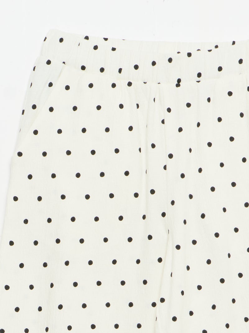 Pantalón ancho de punto crepé Blanco - Kiabi