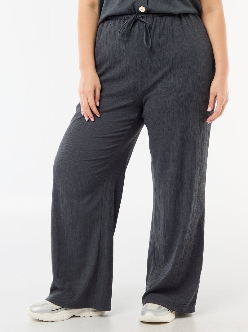 Pantalón ancho de punto crepé Gris - Kiabi