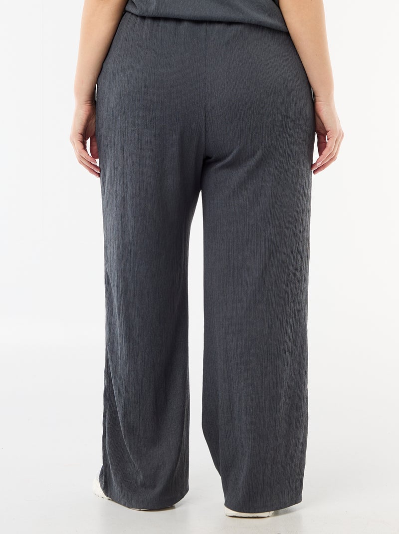 Pantalón ancho de punto crepé Gris - Kiabi