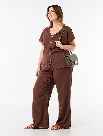 Pantalón ancho de punto crepé