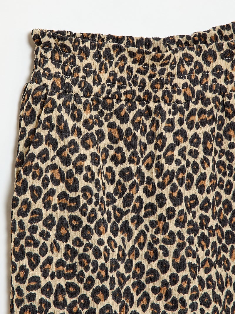 Pantalón ancho de punto crepé Marron - Kiabi
