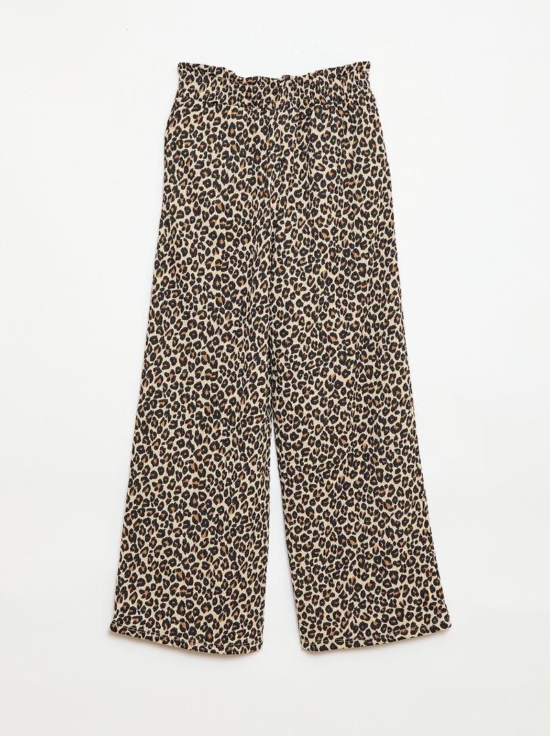 Pantalón ancho de punto crepé Marron - Kiabi