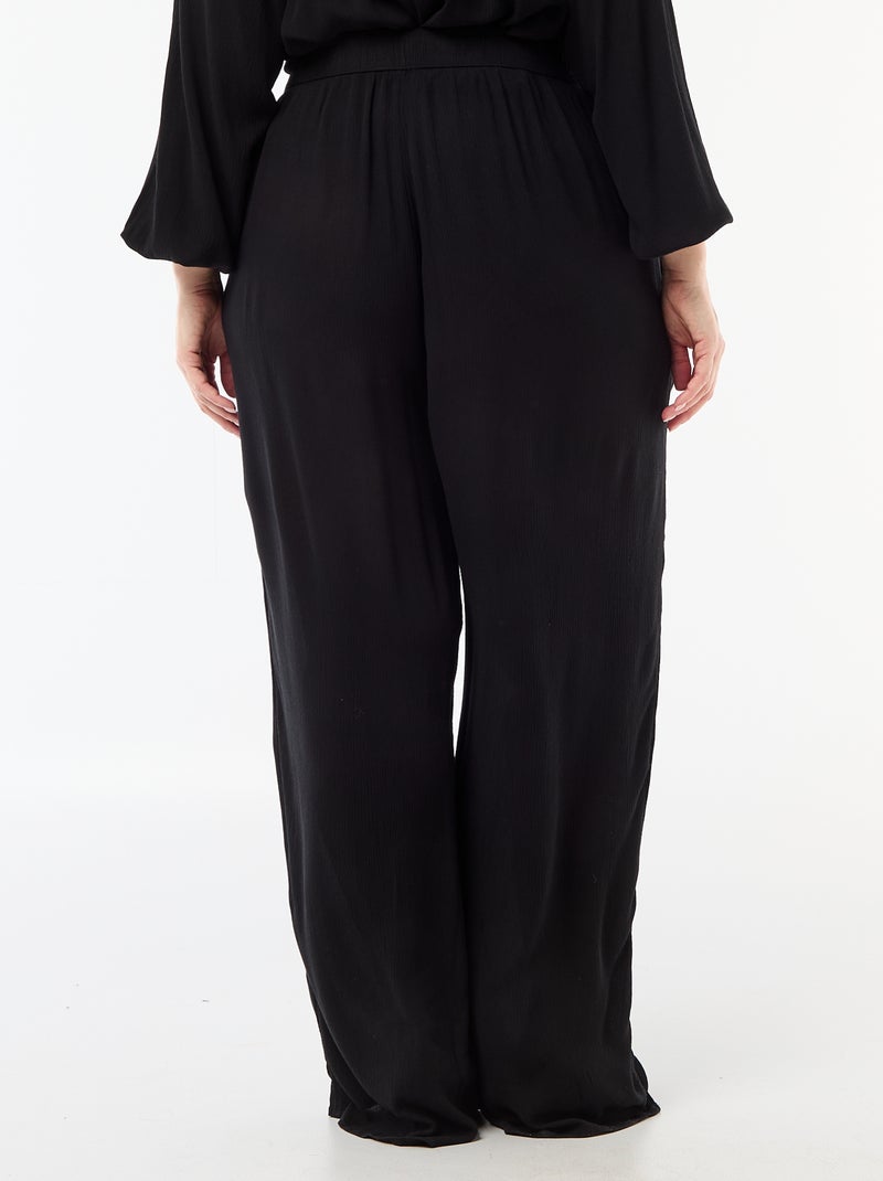 Pantalón ancho de punto crepé Negro - Kiabi