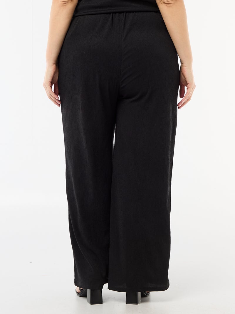 Pantalón ancho de punto crepé Negro - Kiabi