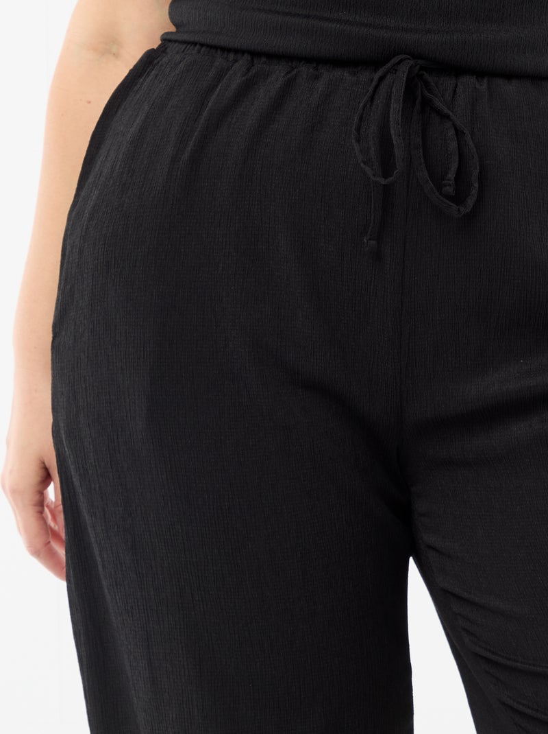 Pantalón ancho de punto crepé Negro - Kiabi