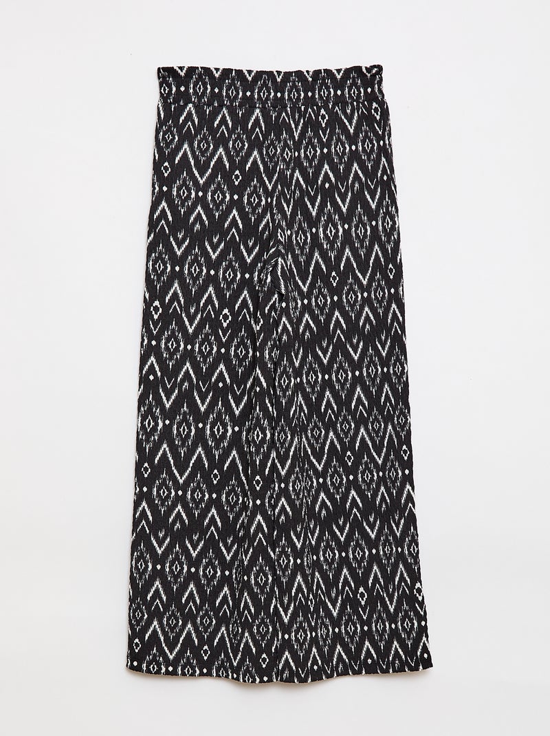 Pantalón ancho de punto crepé Negro - Kiabi
